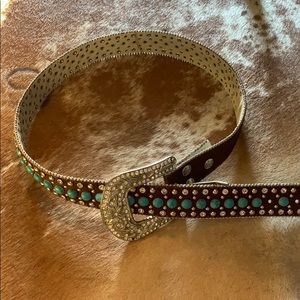 Turquoise like stone and crystal western belt